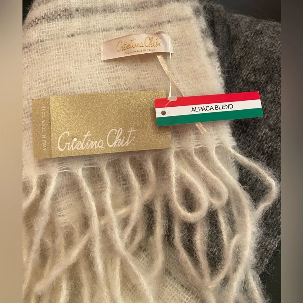 NWT Cristina Chiti Alpaca Wool Blend Italian Made in Italy Scarf‎ One Size 17x70